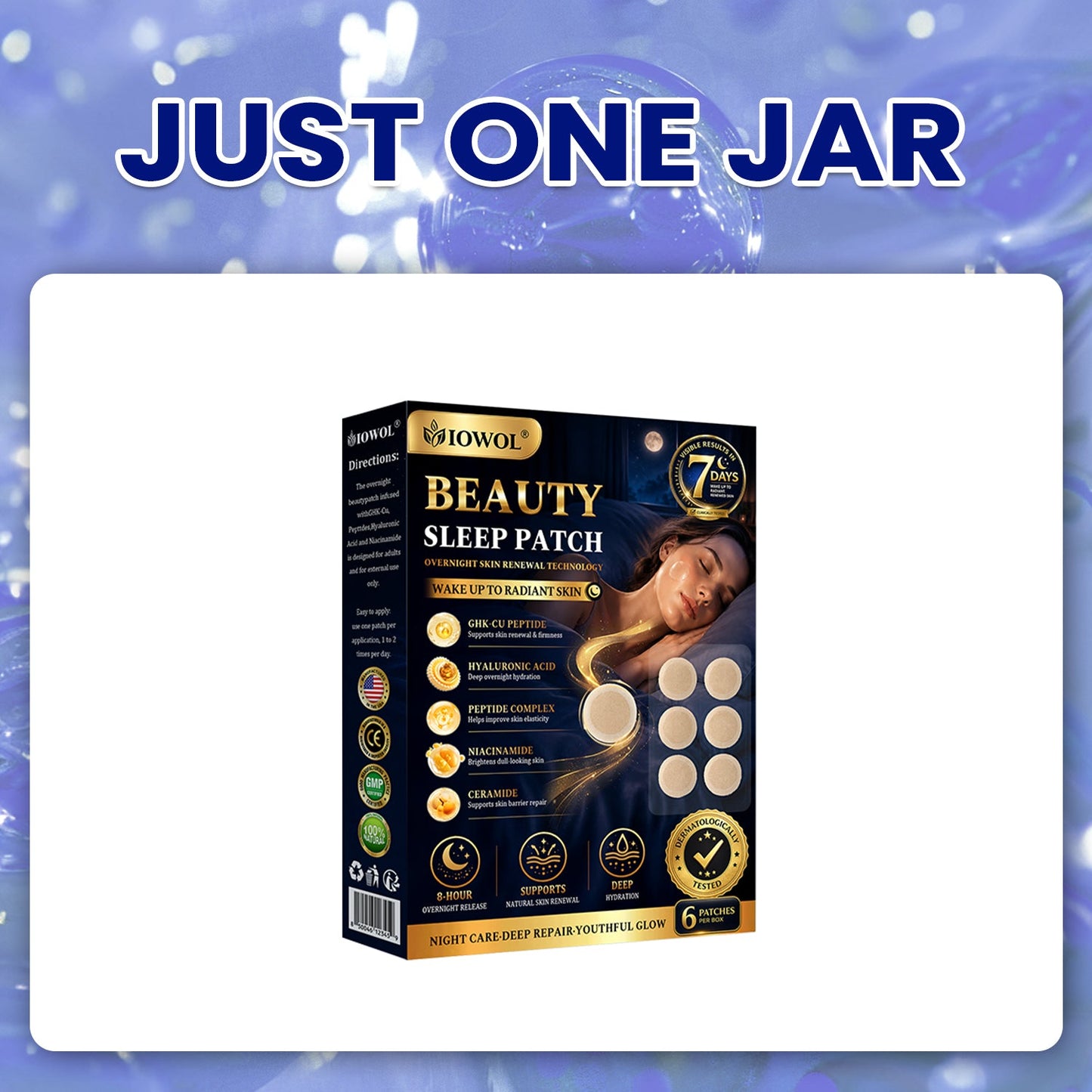 IOWOL® NIGHT-TIME BEAUTY SLEEP PATCHES! ZERO CREAMS & ZERO MESS & ZERO COMPLEX ROUTINE & VISIBLE RESULTS.